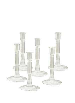 Glass Pillar Taper Candle Holder, In 2 Sizes