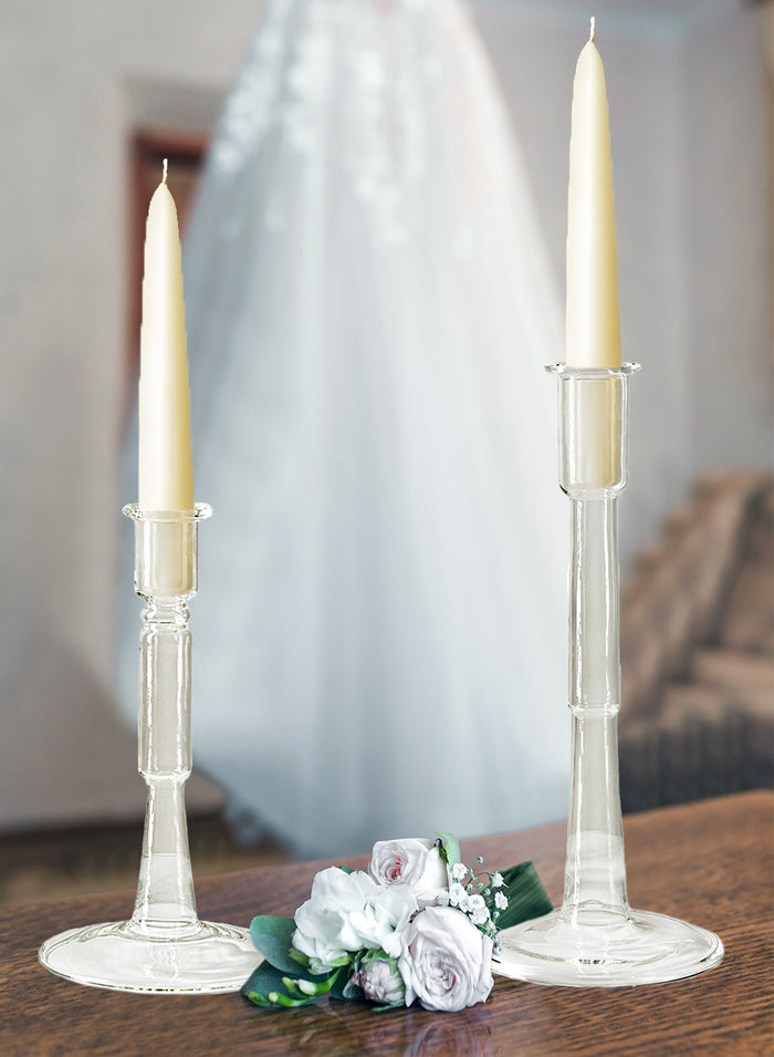 Glass Pillar Taper Candle Holder, In 2 Sizes