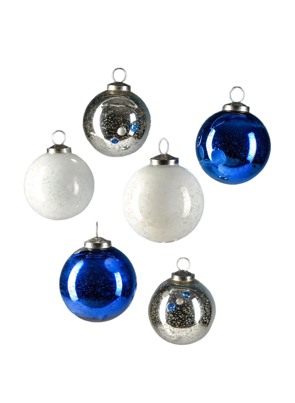 Mercury Glass Ball Ornaments, in 5 Colors, Set of 6