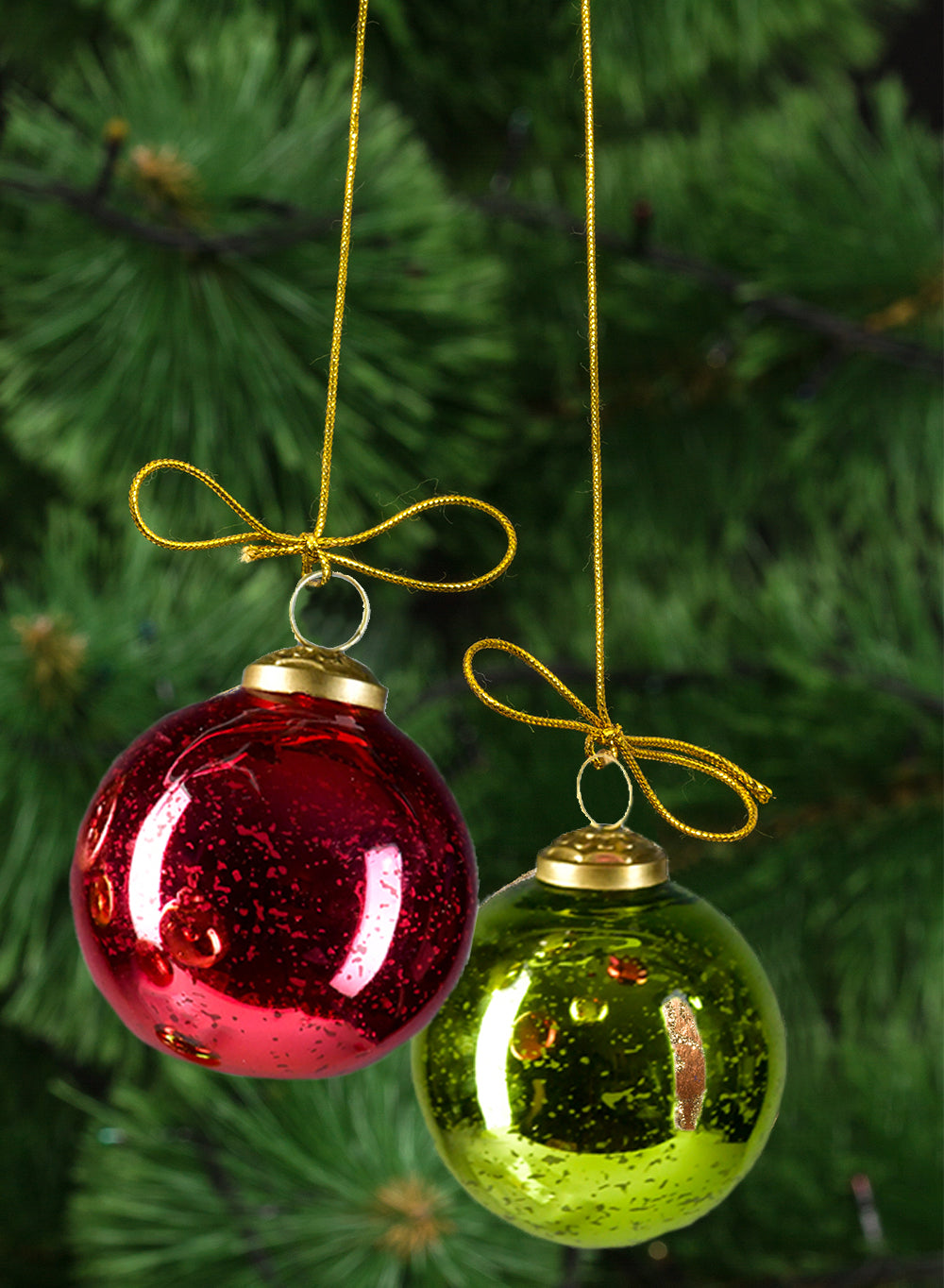 Mercury Glass Ball Ornaments, in 5 Colors, Set of 6