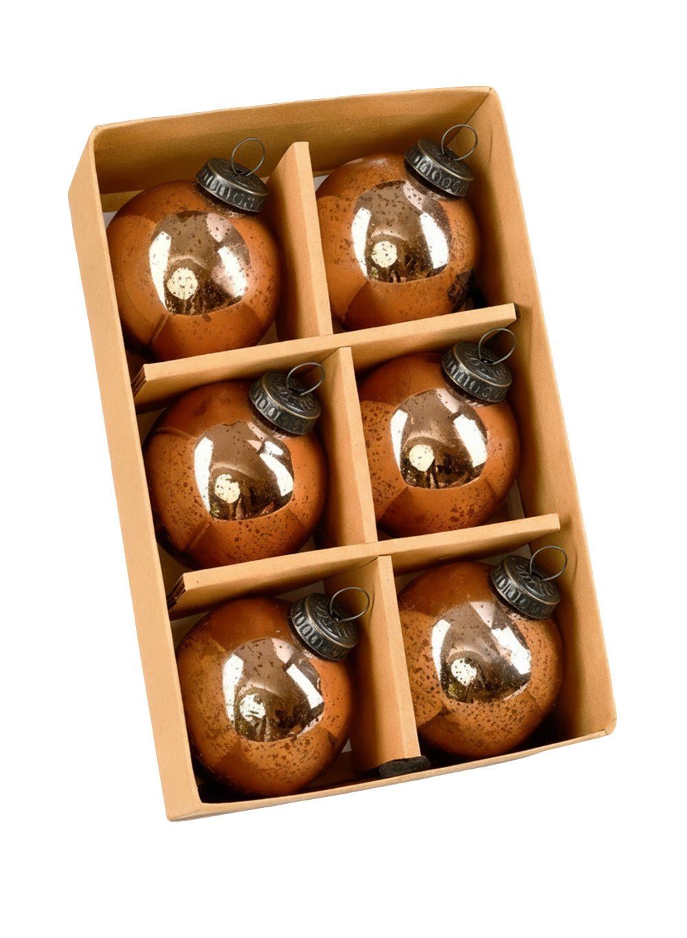 Mercury Glass Ball Ornaments, in 5 Colors, Set of 6