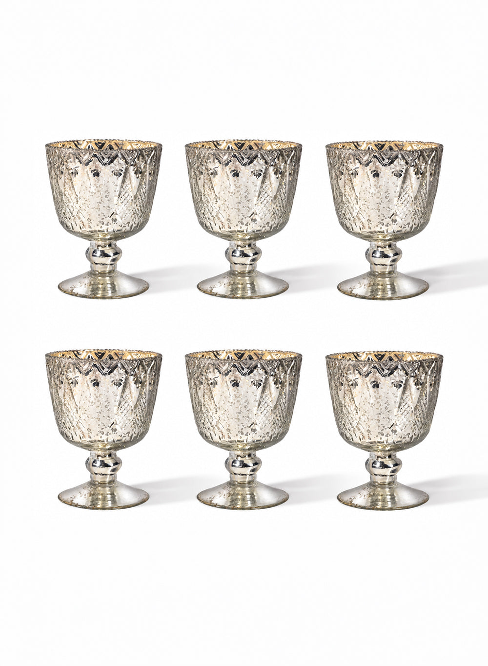 Patterned Silver Glass Coupes Collection
