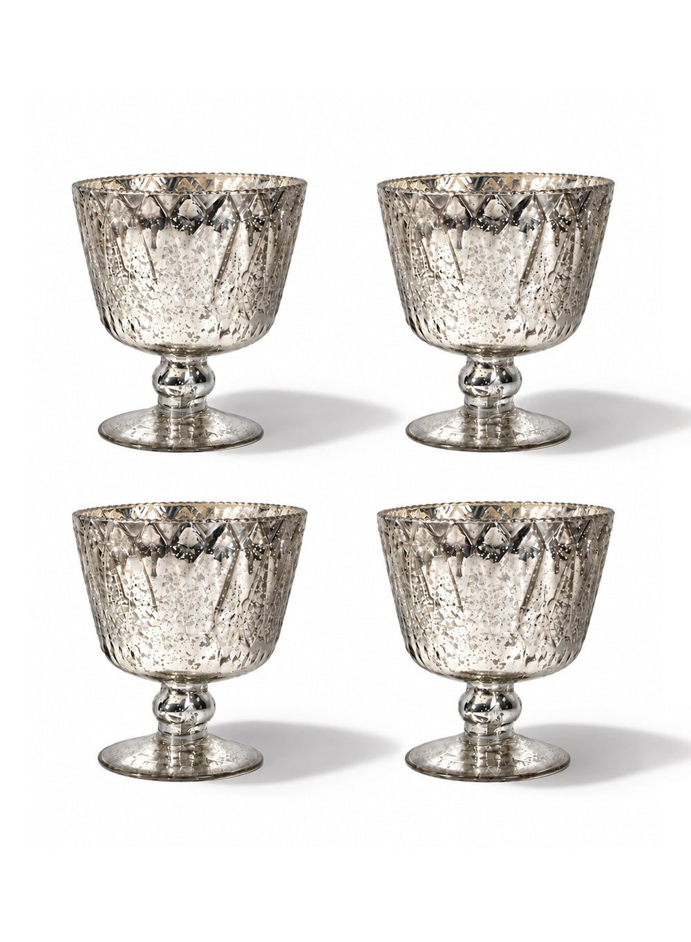 Patterned Silver Glass Coupes Collection