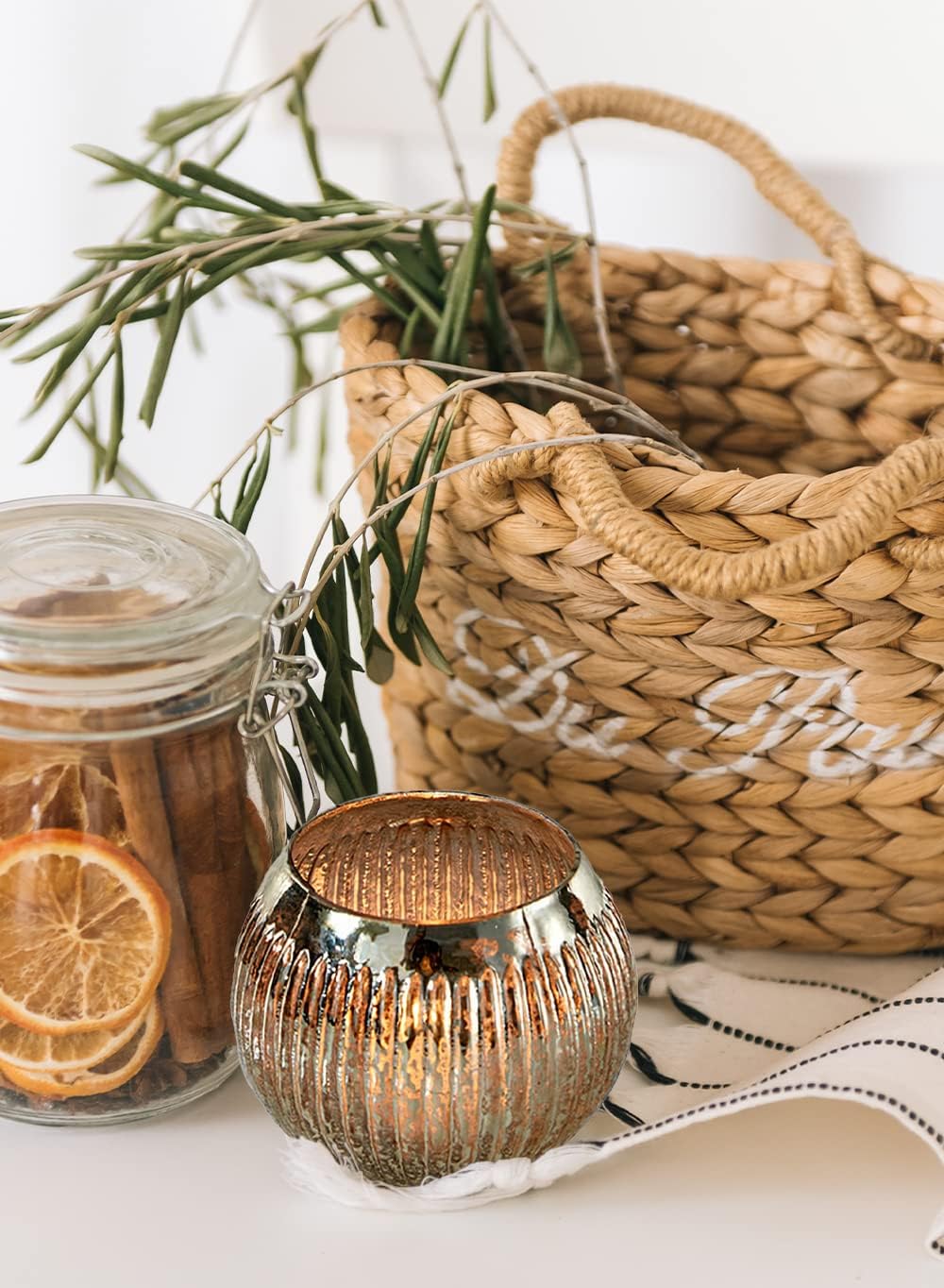 Serene Spaces Living Ribbed Silver Mercury Orbs, Set of 4, Measures 3" Tall & 3.5" Diameter