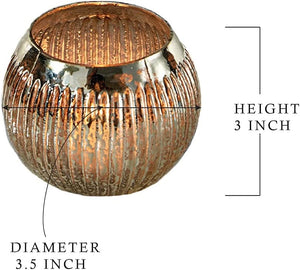 Serene Spaces Living Ribbed Silver Mercury Orbs, Set of 4, Measures 3" Tall & 3.5" Diameter