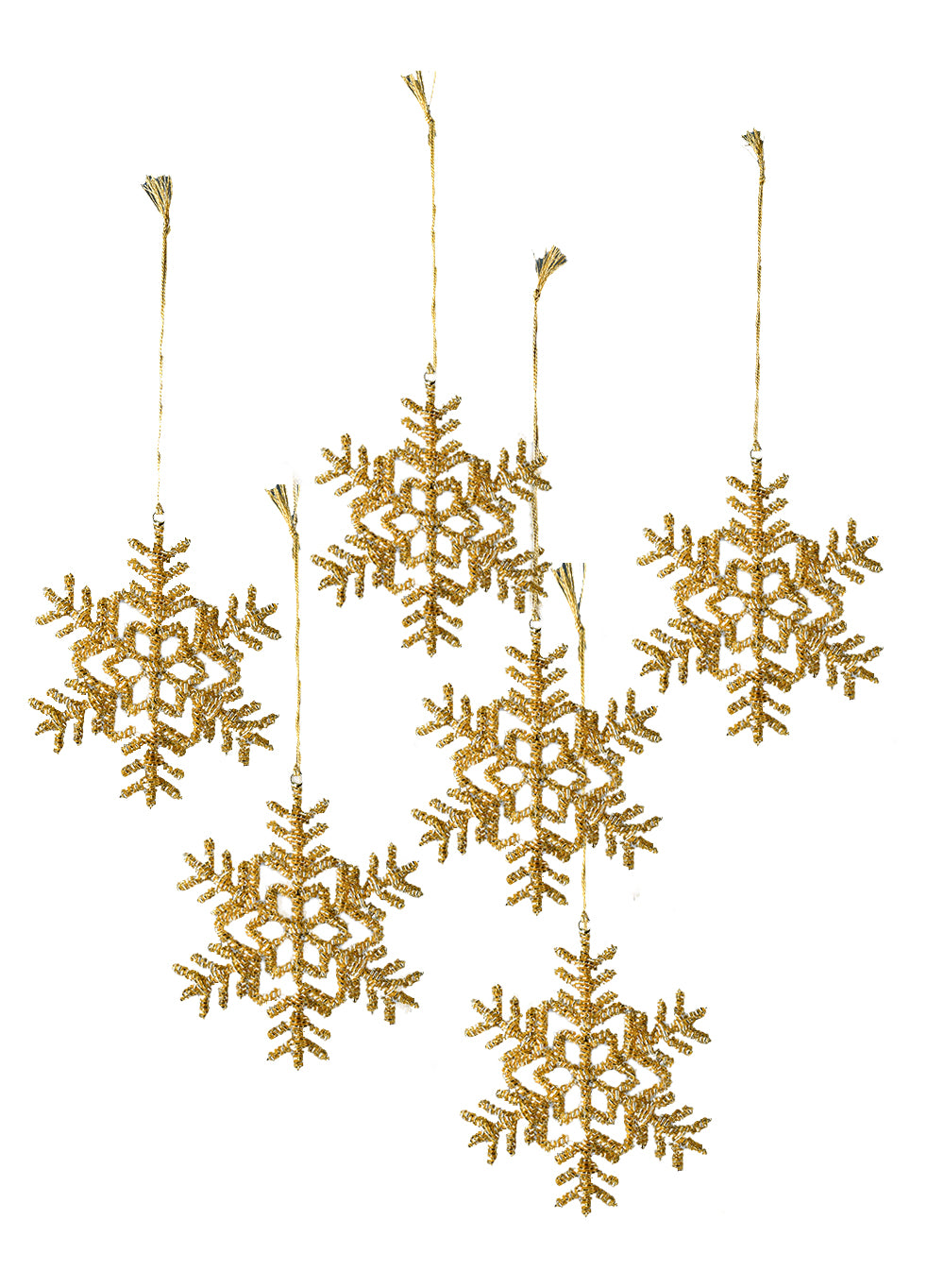 Serene Spaces Living Set of 6 Glitter Snowflake Ornaments, Available in 2 Colors