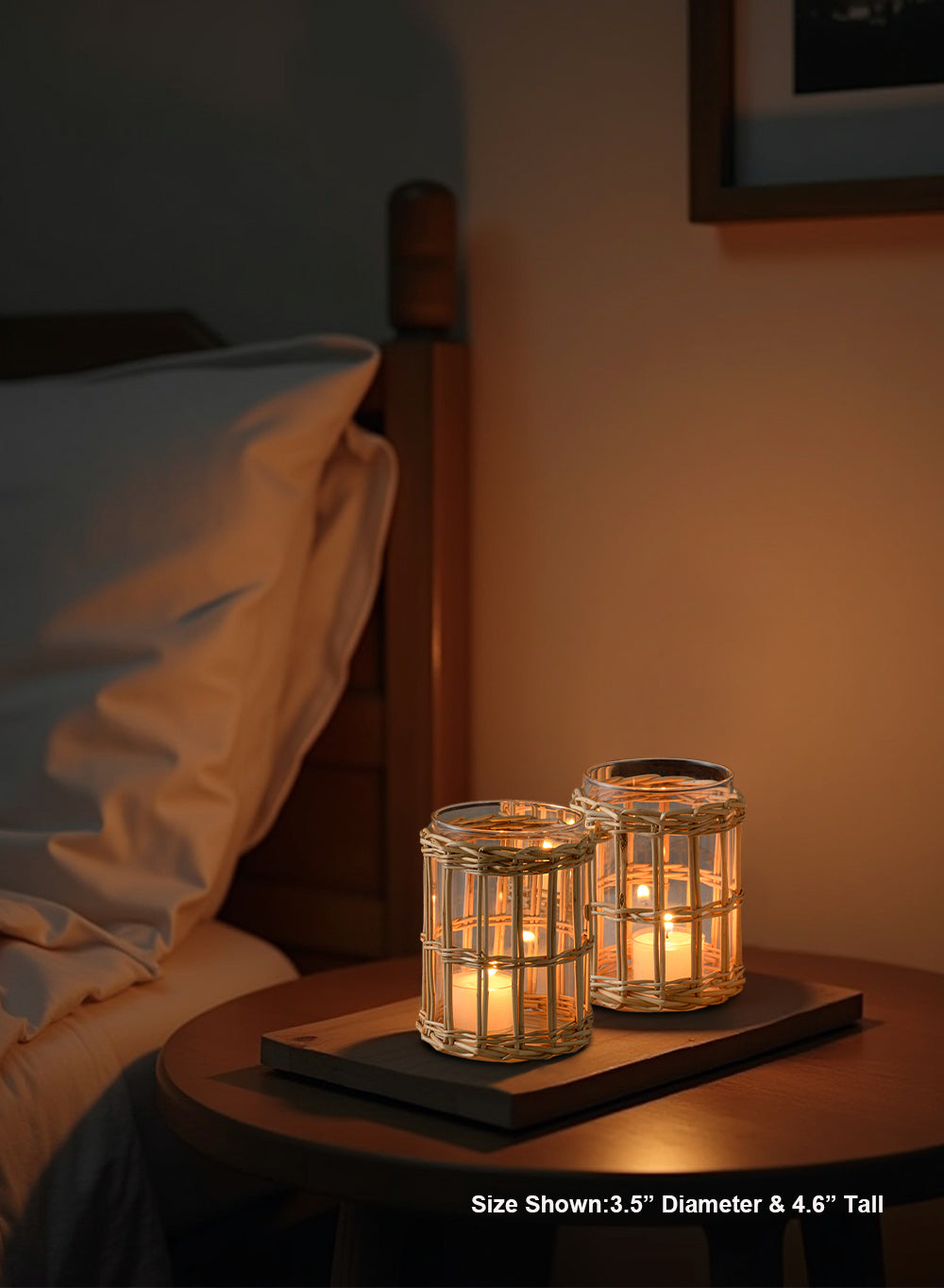 Sapa Woven Glass Hurricane in 2 Sizes, Short and Tall