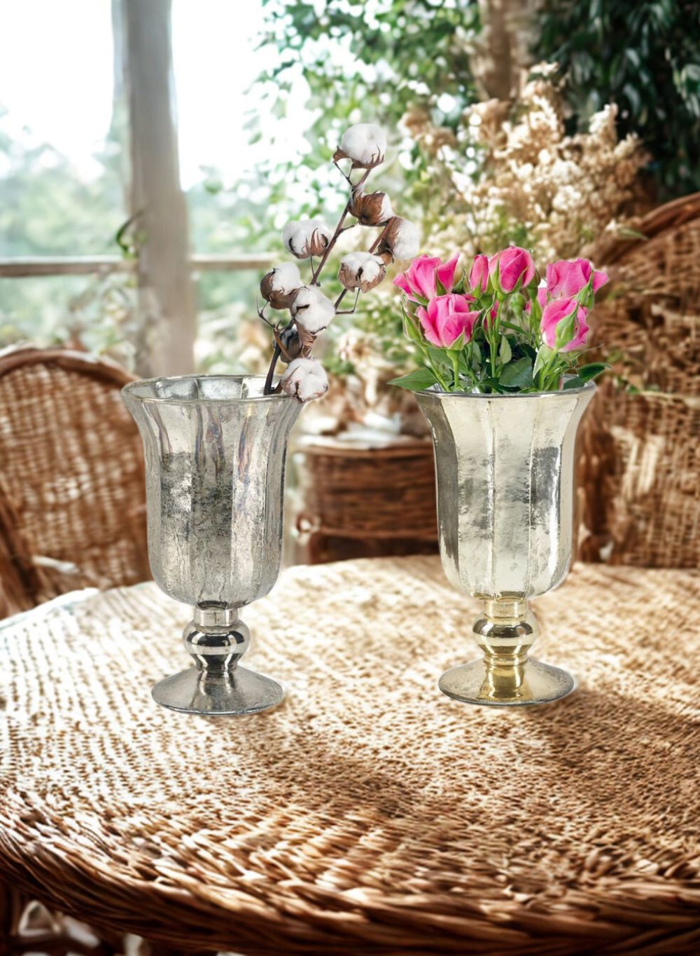 Bundle: Gold & Platinum Urn Vases – Set of 2