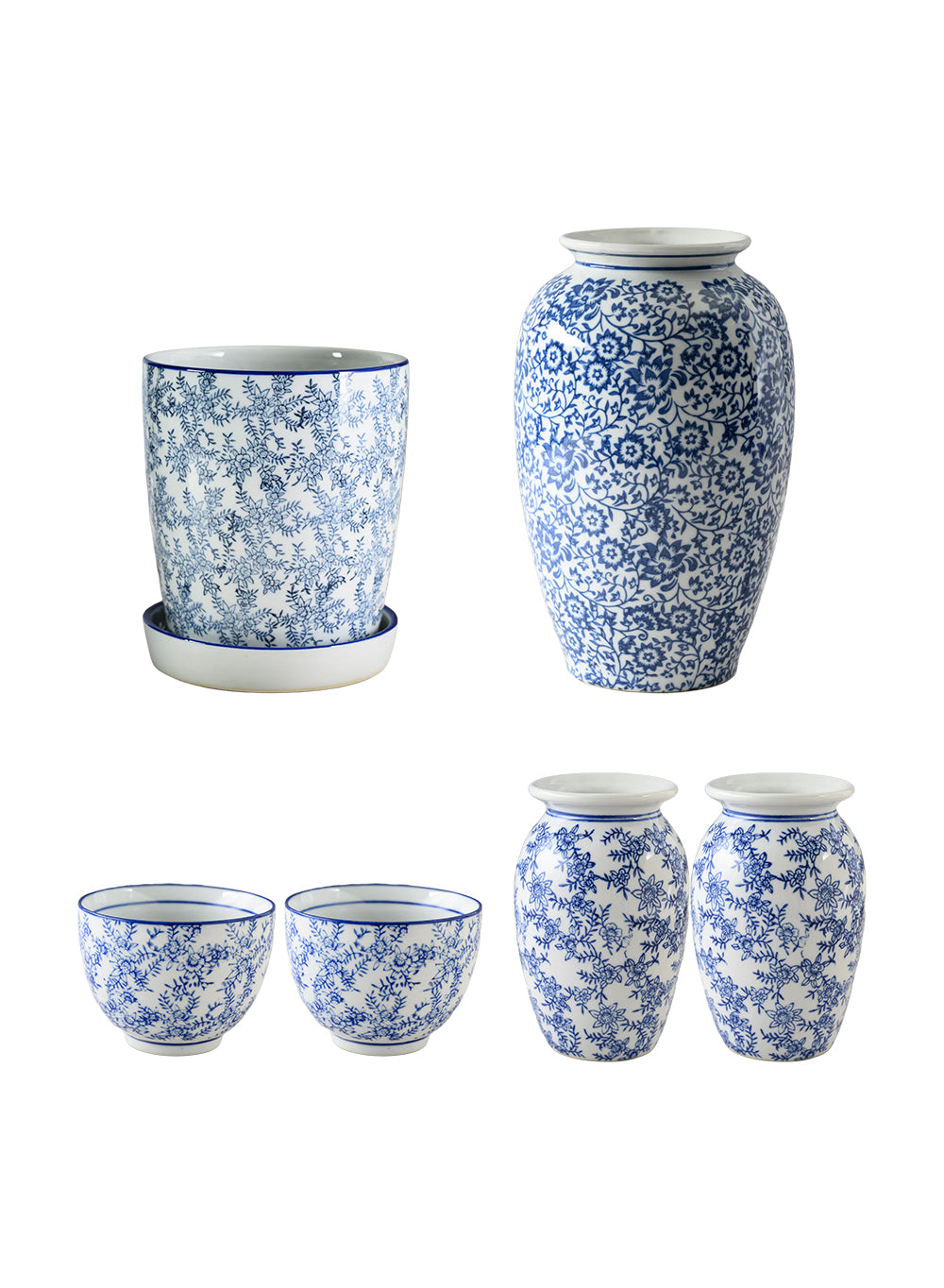 Bundle: 6-Piece Blue & White Ming Blossom Décor Set
