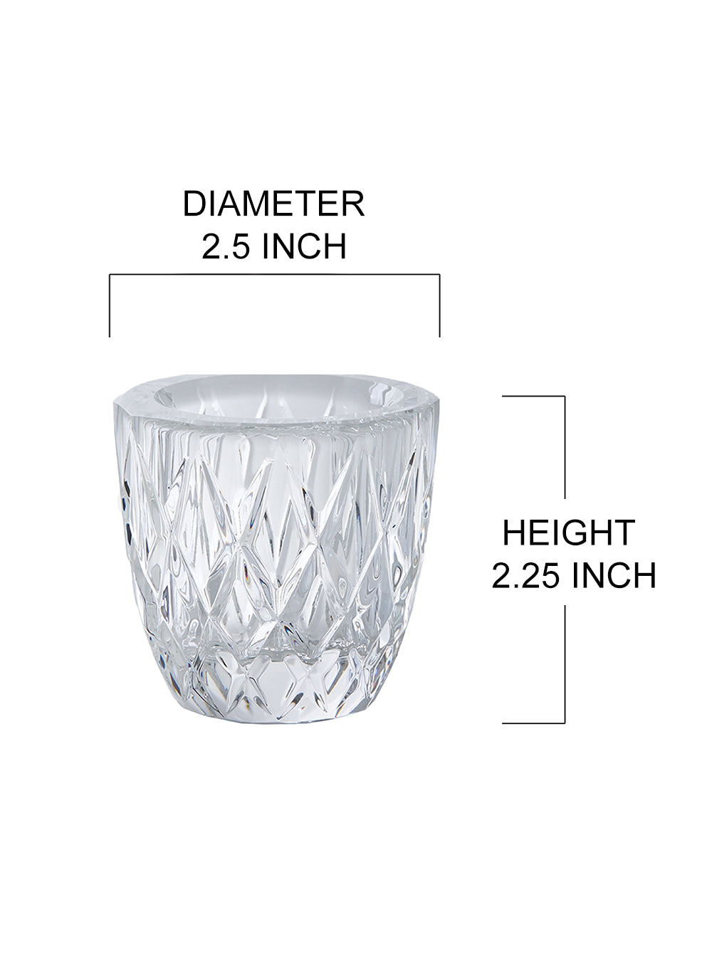 2.5" Elegant Glass Crystal Tea Light Holder