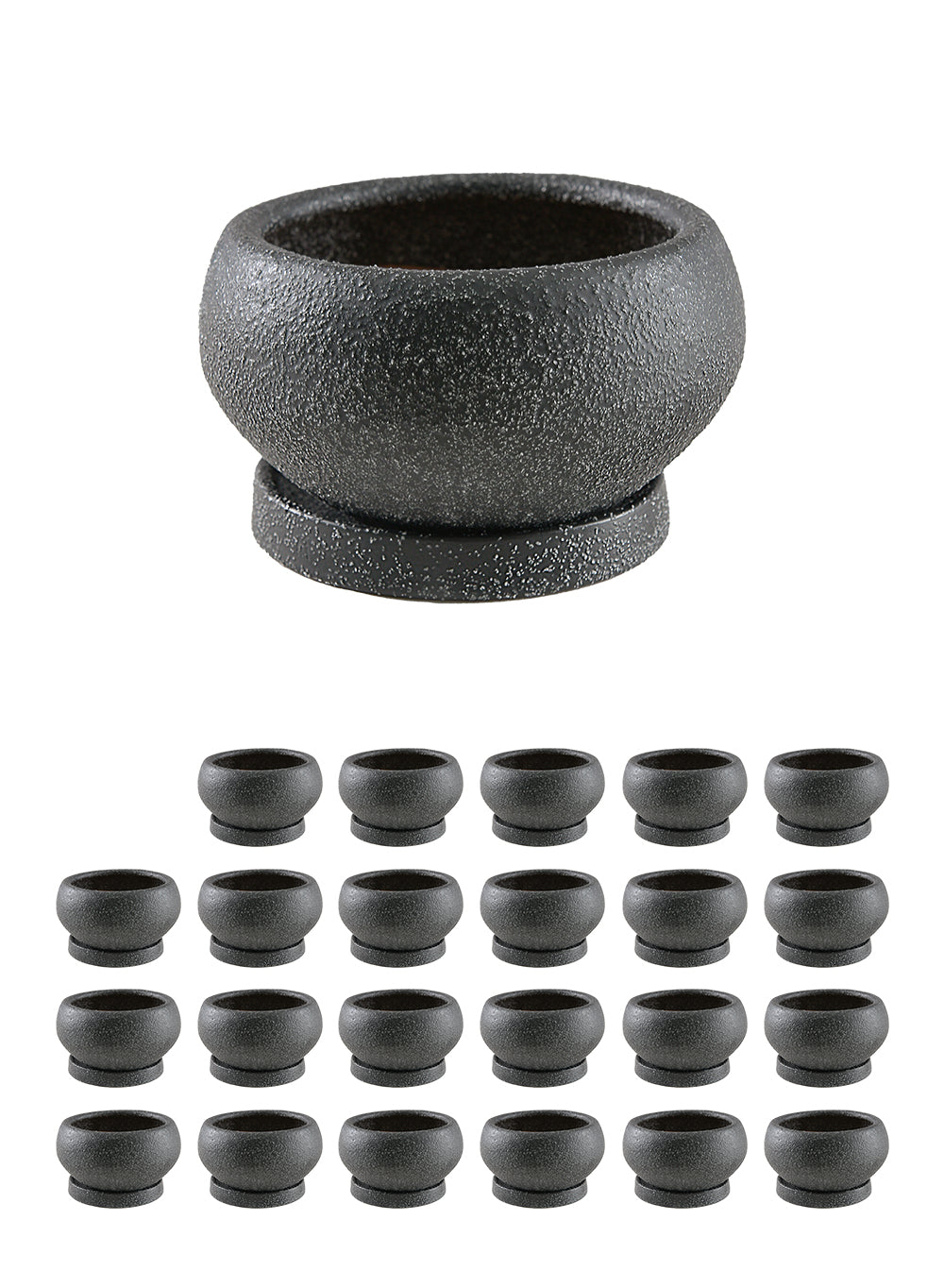Kuro Ceramic Low Planter with Saucer, 5" Diameter & 2.9" Tall