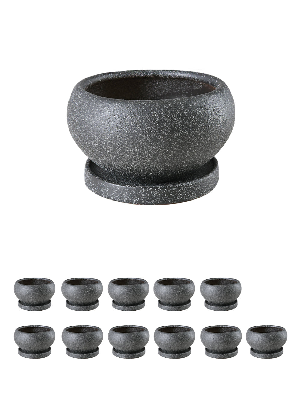Granite Ceramic Mini Planter, 6" Diameter & 3.5" Tall