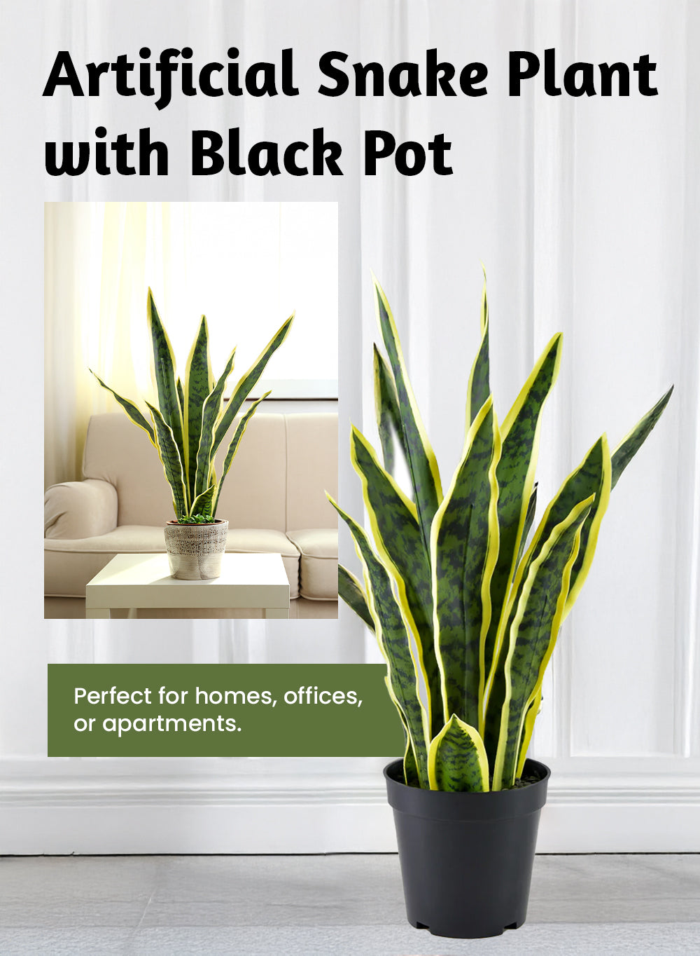 Artificial Snake Plant, 5" Diameter & 20" Tall