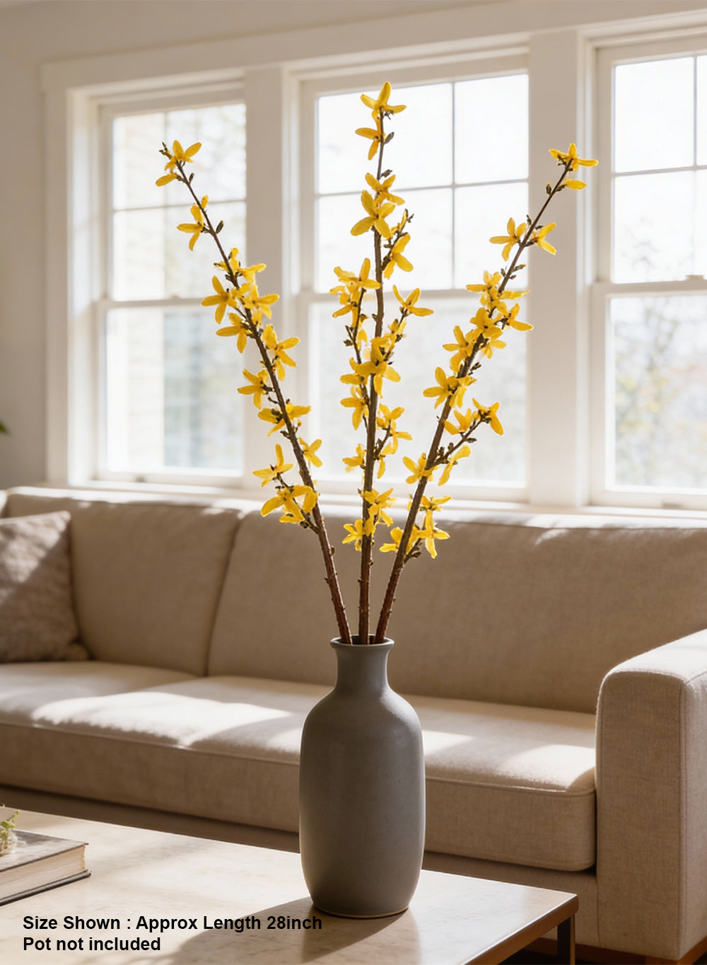 Artificial Yellow Forsythia Stems, 28" Tall, Pack of 12