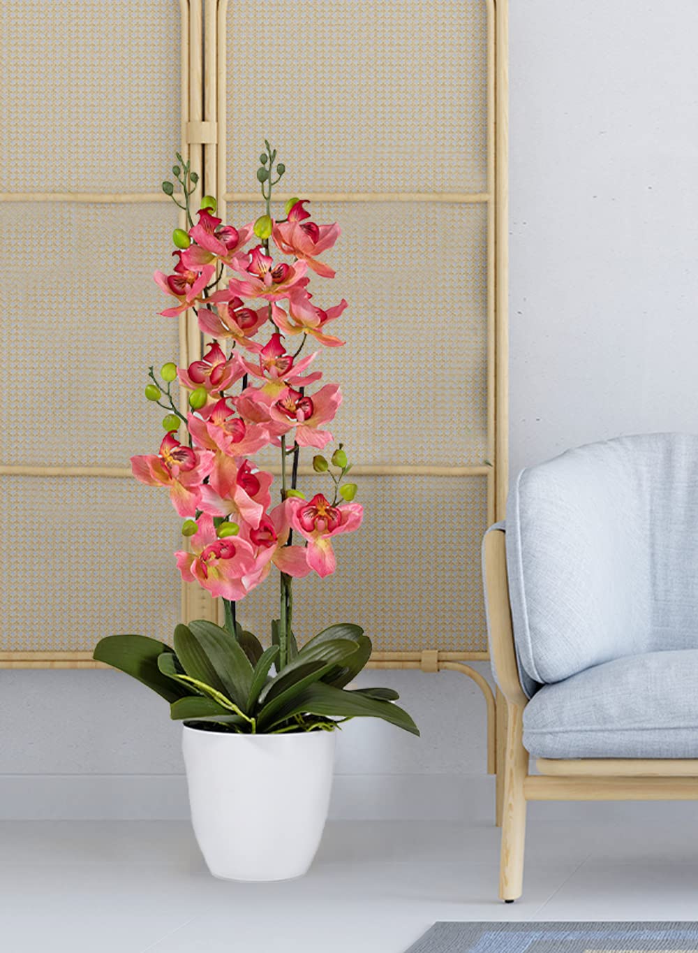 Potted Faux Phalaenopsis Orchids, 5" Diameter & 26" Tall, in 2 Colors