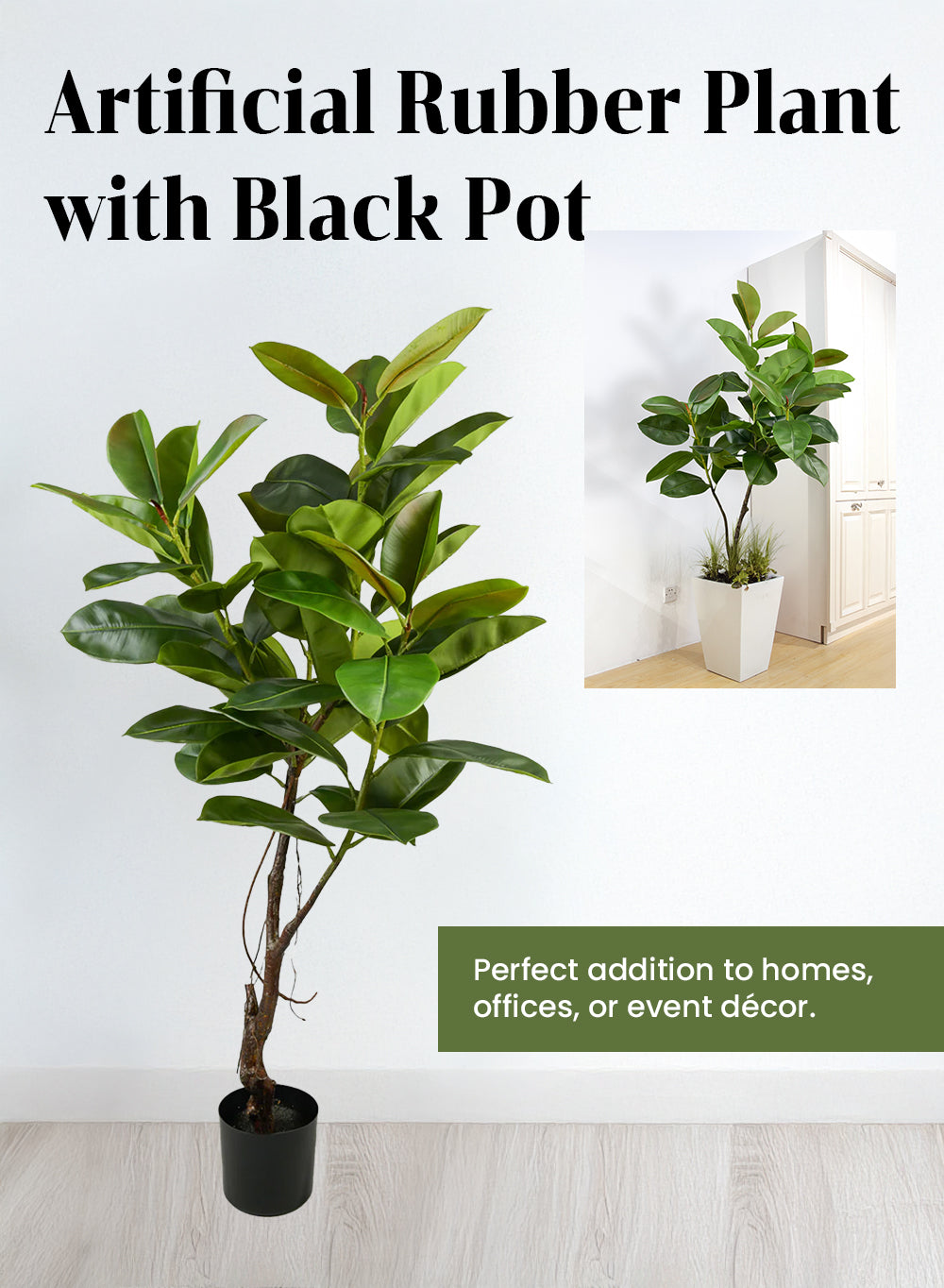 Artificial Rubber Plant, 24" Diameter & 57" Tall