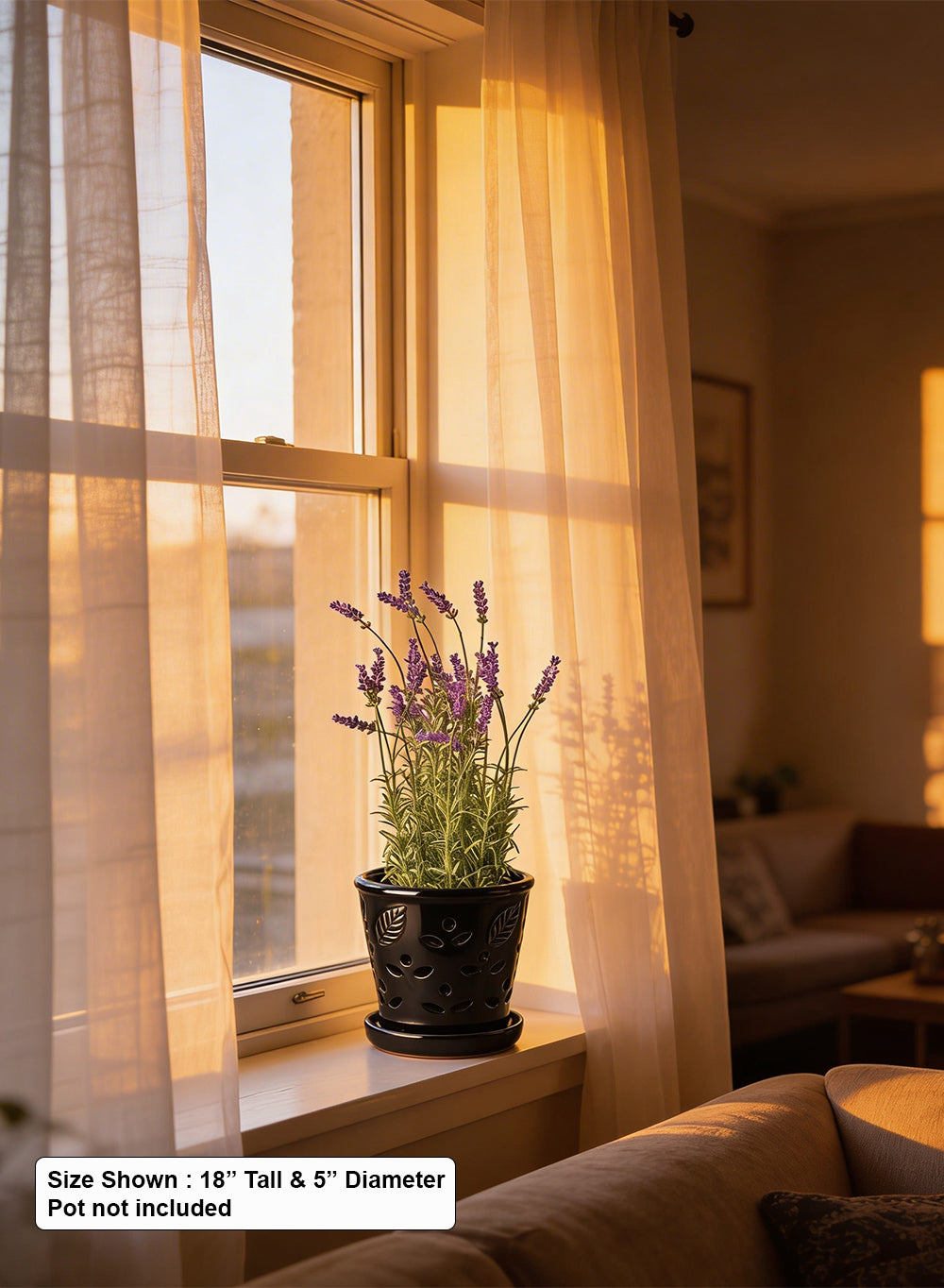 Artificial Lavender Potted Plant, 5" Diameter & 18" Tall