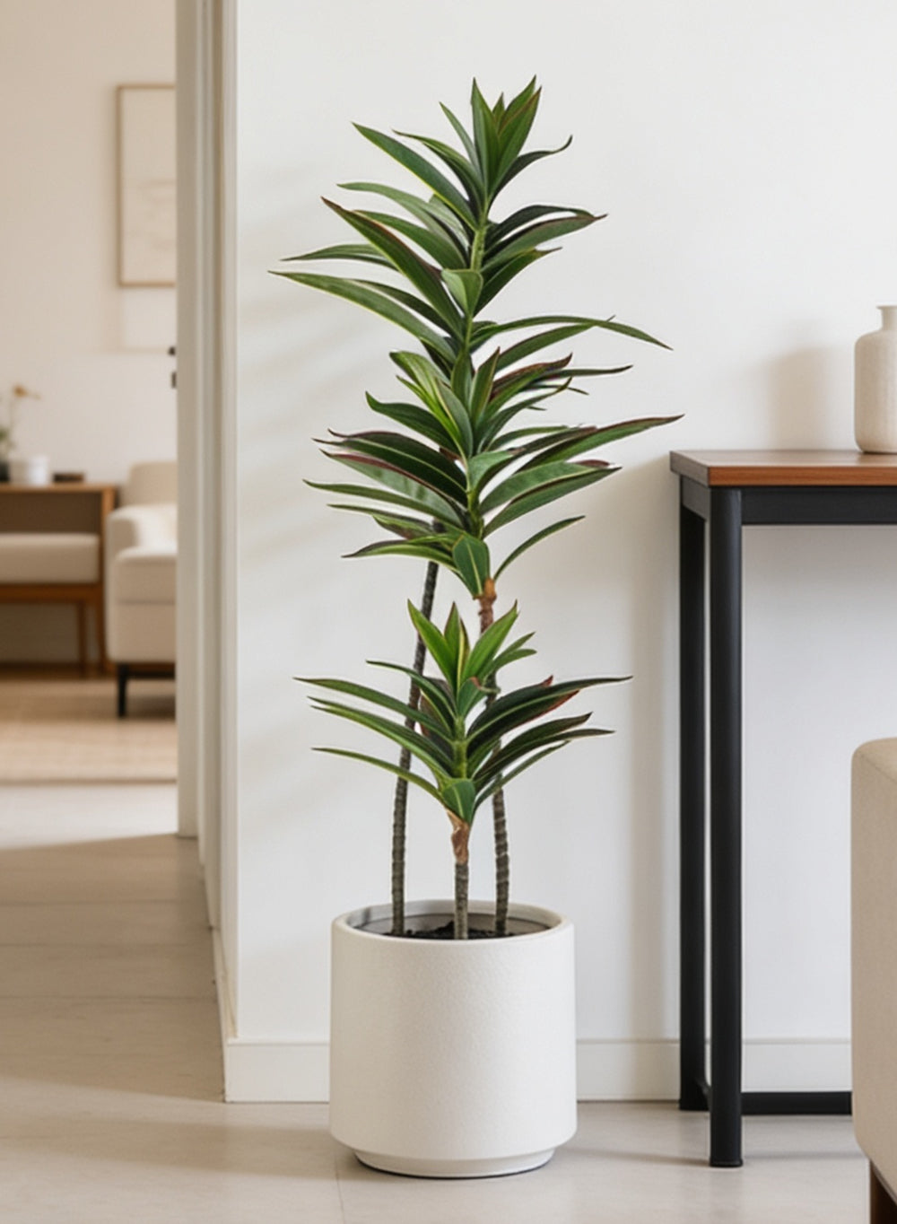 Artificial Dracaena Potted Plant, 7" Diameter & 34" Tall