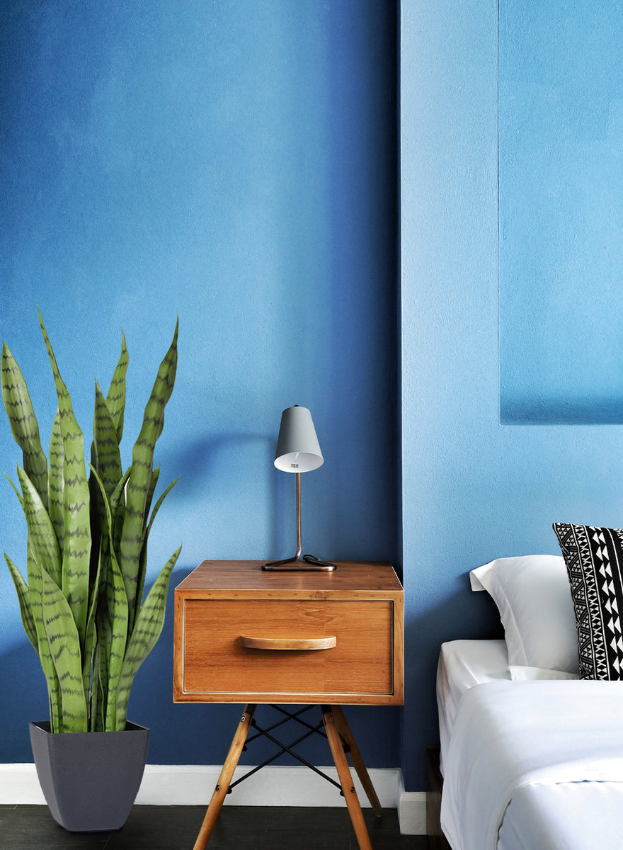 minimal bedroom with snake plant Artificial Snake Plant in Black Pot | Faux Tree