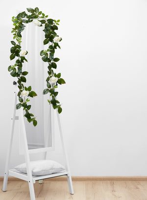 Serene Spaces Living 12 Pack of 55 Inch Artificial White Rose Vines