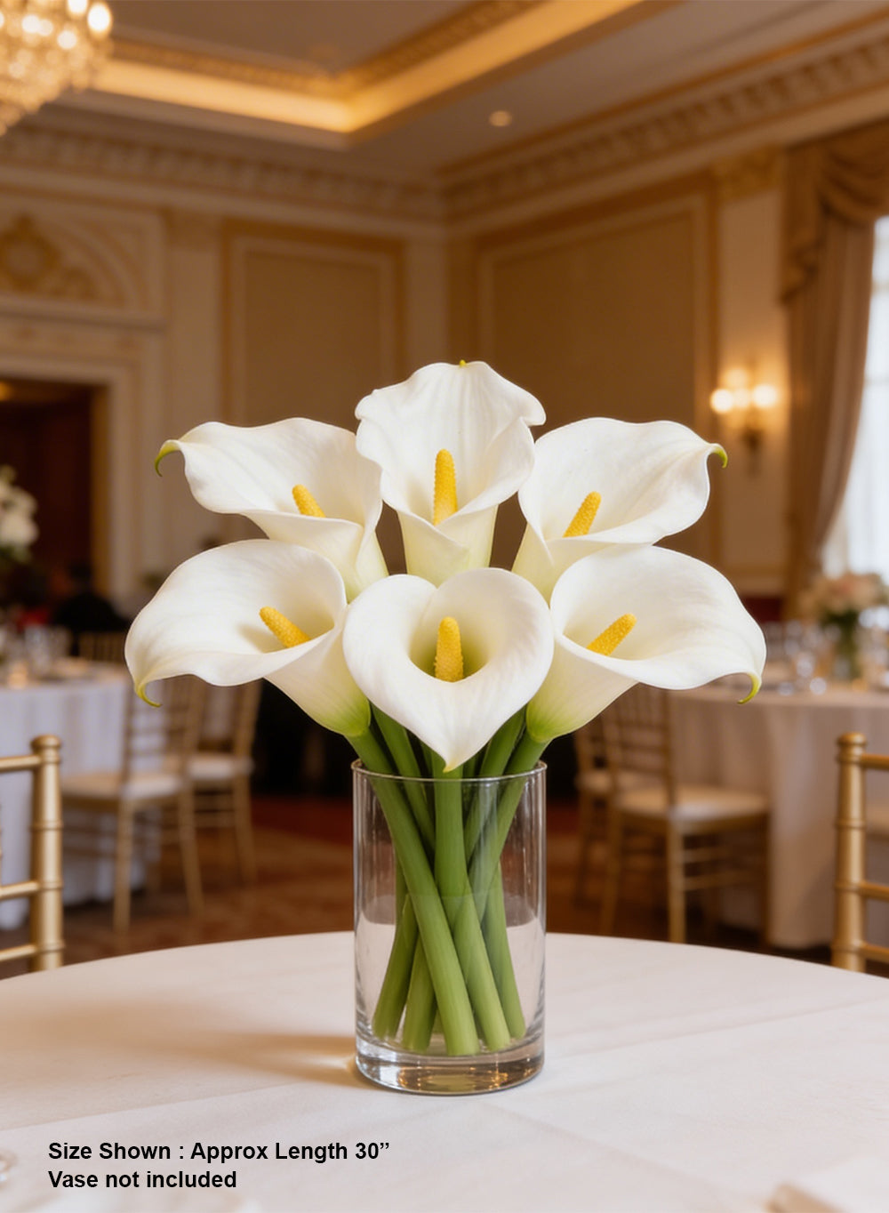Artificial White Calla Lily Stem, 30" Tall, Pack of 12