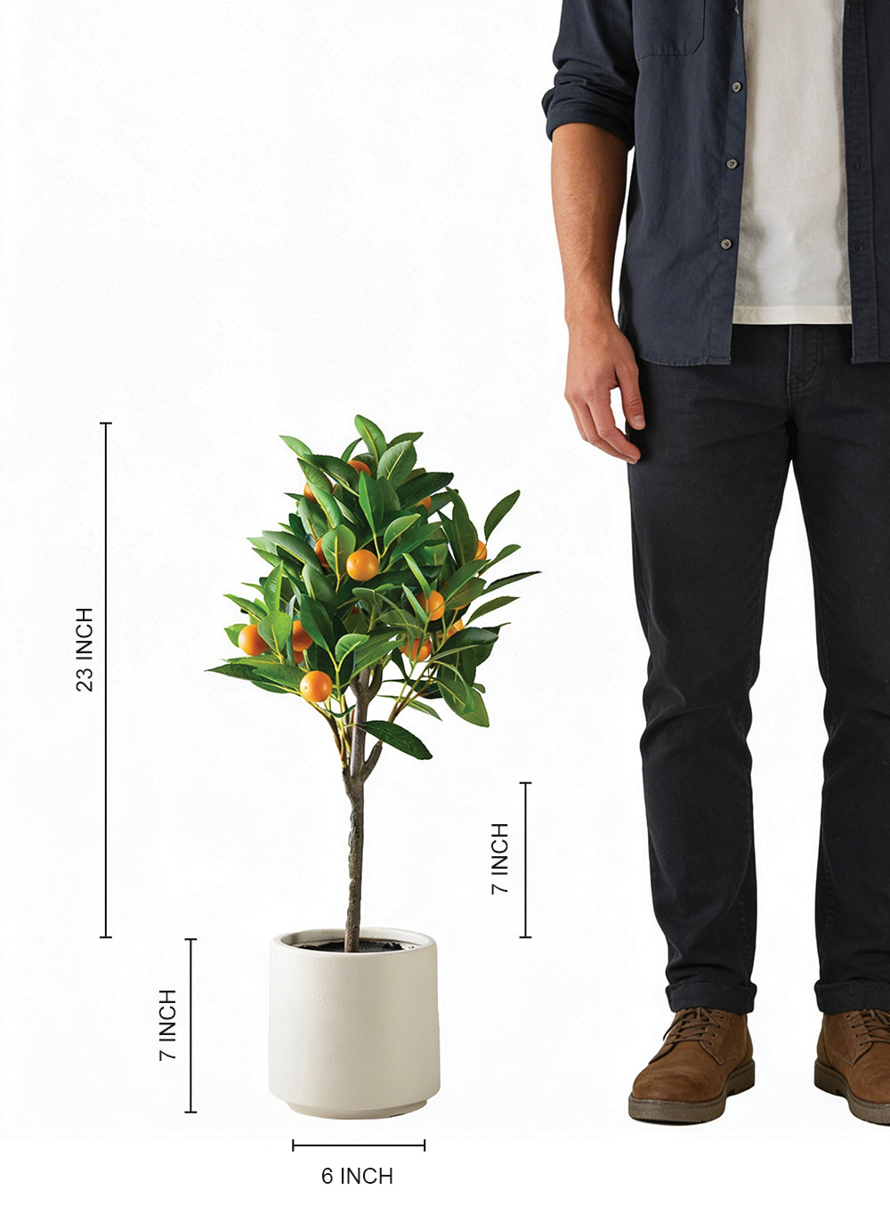Artificial Orange Tree in Pot, 7" Diameter & 30" Tall