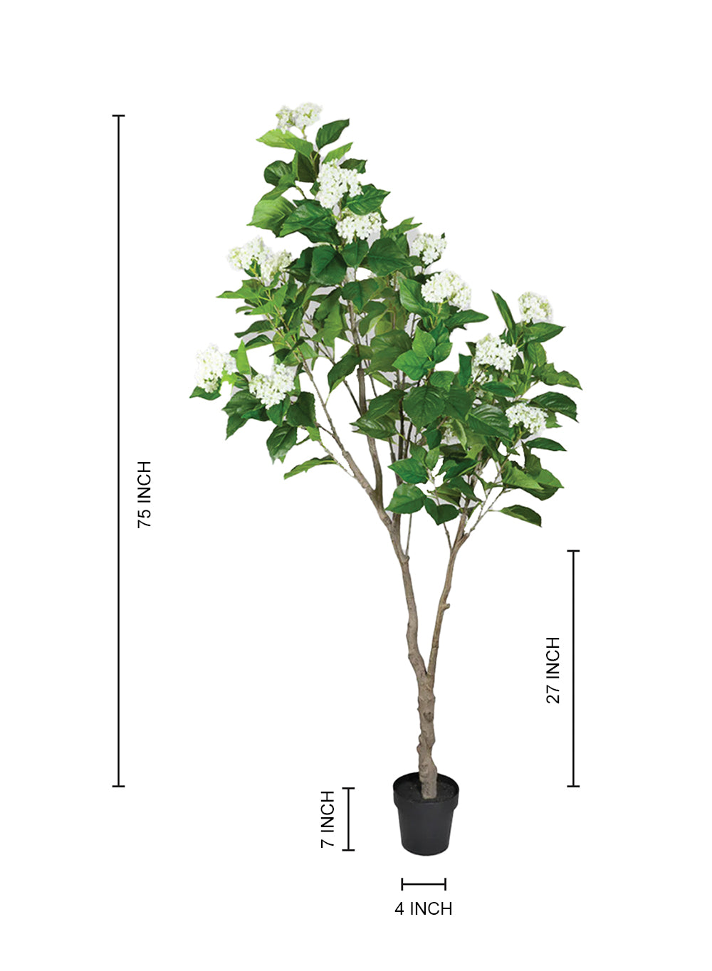 Artificial Hydrangea Tree, 7.5" Diameter & 82" Tall