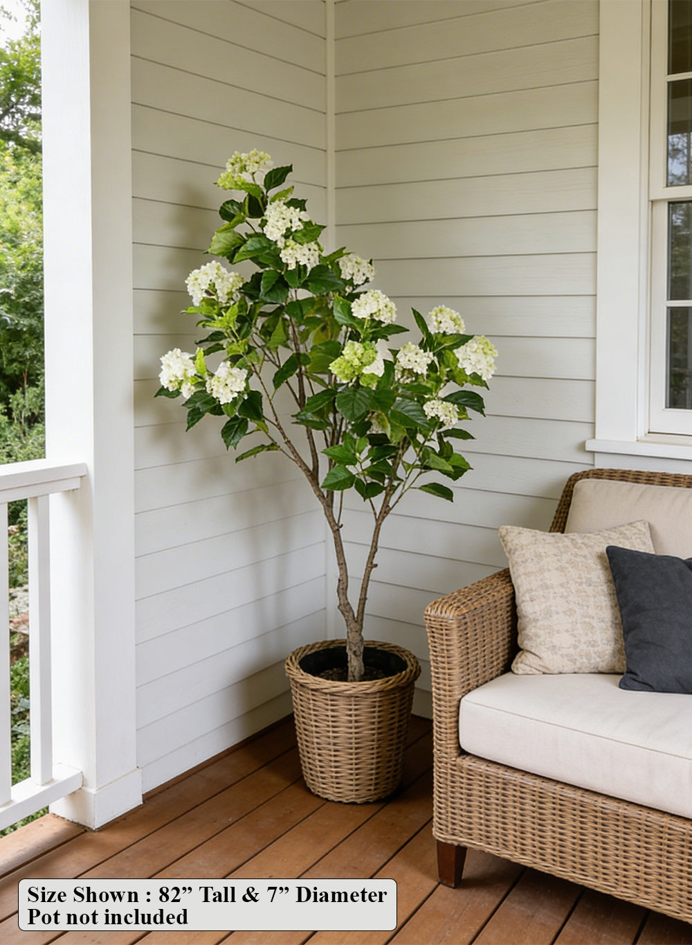 Artificial Hydrangea Tree, 7.5" Diameter & 82" Tall