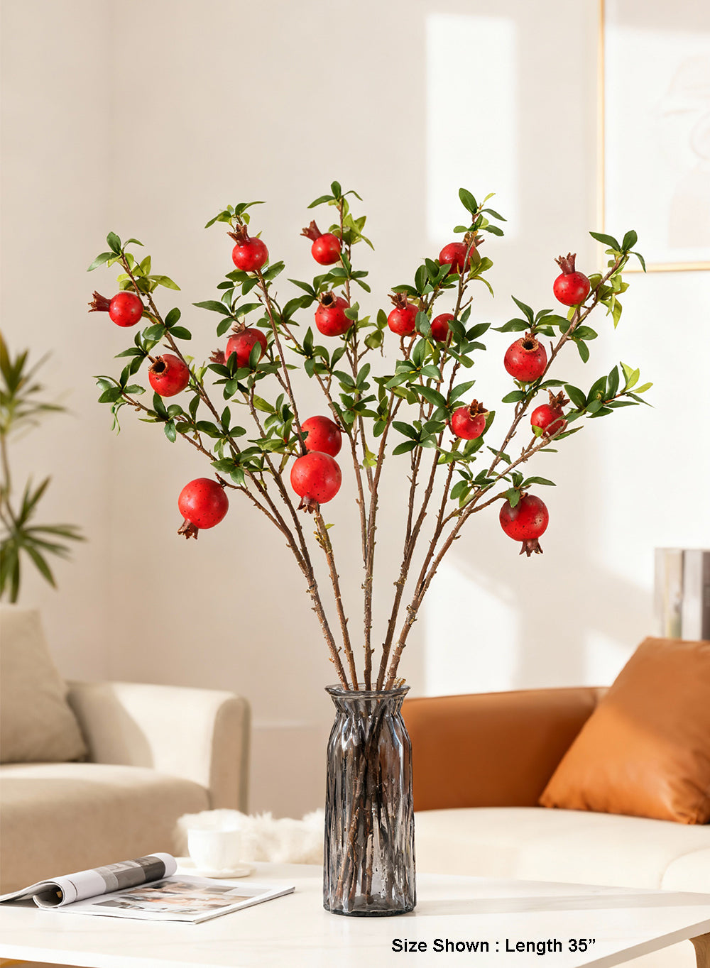 Faux Pomegranate Branch, in 2 Colors, Pack of 12