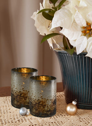Serene Spaces Living Matte Silver Cylinder Vase