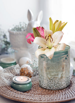 Serene Spaces Living Textured Grey Glass Cylinder Vase