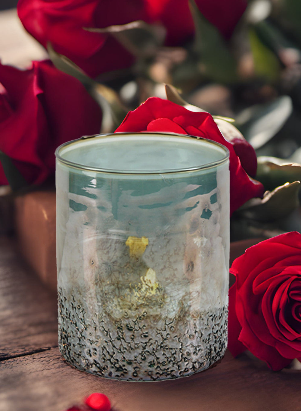 Serene Spaces Living Textured Grey Glass Cylinder Vase