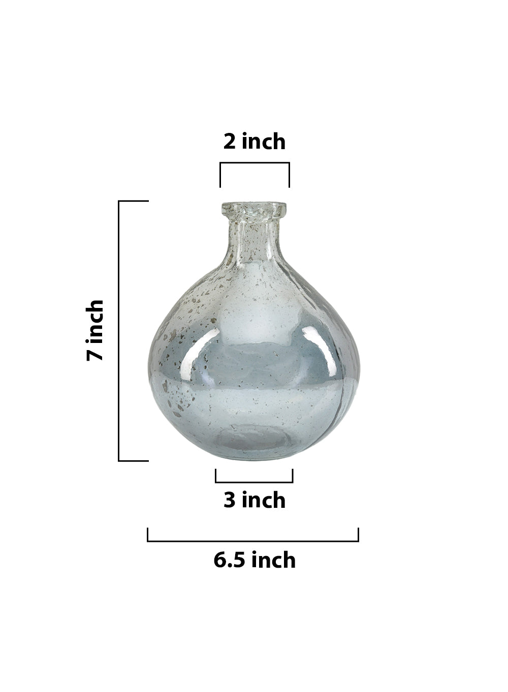 7" Tall Gray Glass Bulb Vase