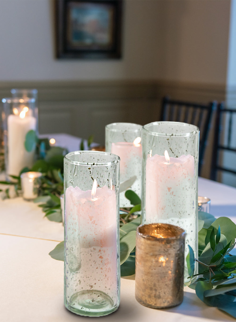 Speckled Green Glass Bud Vases, in 4 Sizes