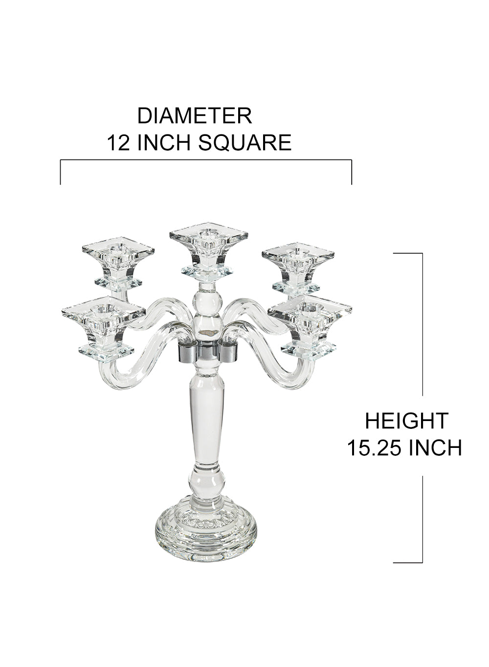 Serene Spaces Living Modern Cut Crystal Candle Stick Holders, Crystal Decor, 5 Sizes