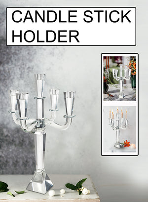 Serene Spaces Living Modern Cut Crystal Candle Stick Holders, Crystal Decor, 5 Sizes