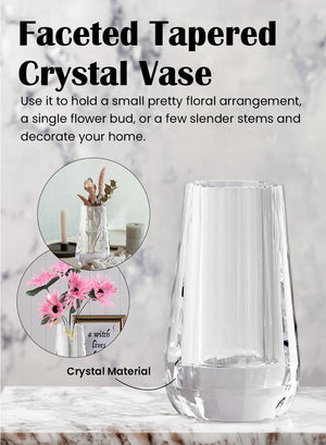 Faceted Tapered Crystal Vase 4in H