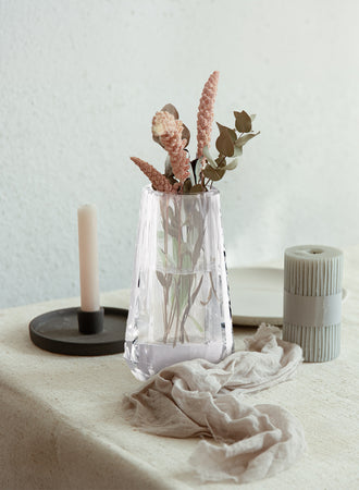 Faceted Tapered Crystal Vase 4in H