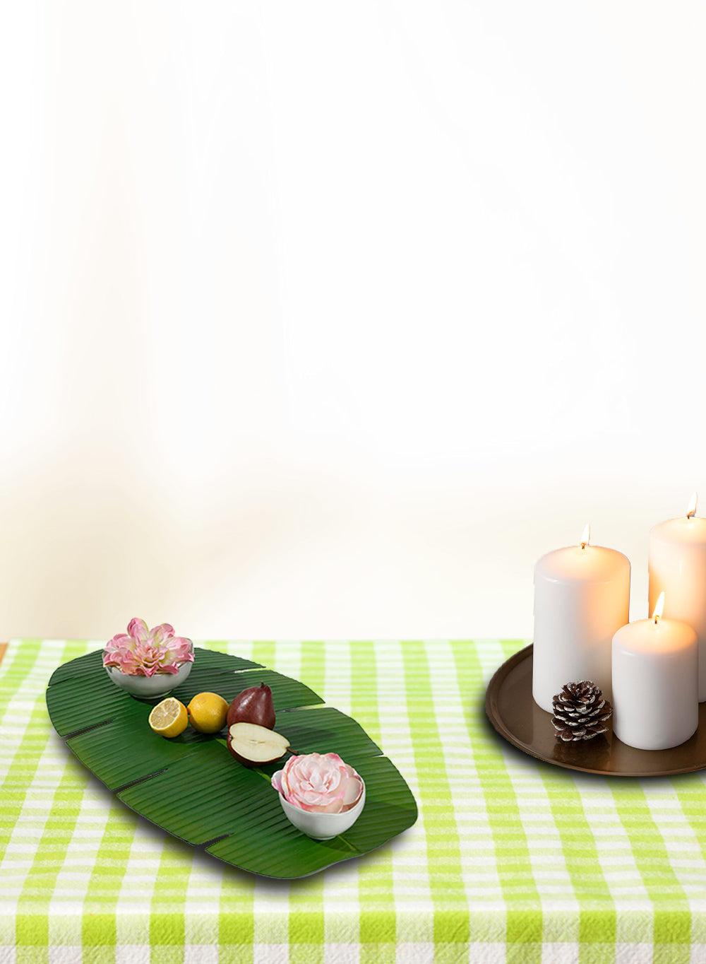 Artificial Leaf-Shaped Coasters & Table Runner