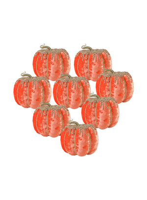 7" White/Orange Velvet Jewelled Pumpkin with Jewels