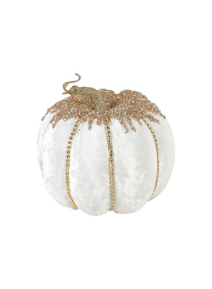 7" White/Orange Velvet Jewelled Pumpkin with Jewels