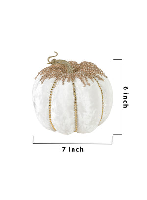 7" White/Orange Velvet Jewelled Pumpkin with Jewels