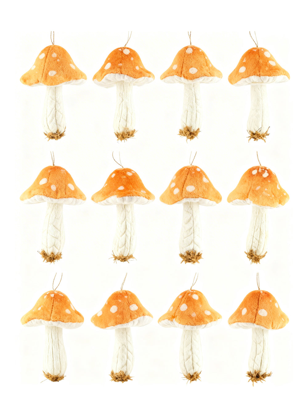 Forest Whimsy Mushroom Hanging Ornaments, 5" Wide & 7" Tall, Pack of 12