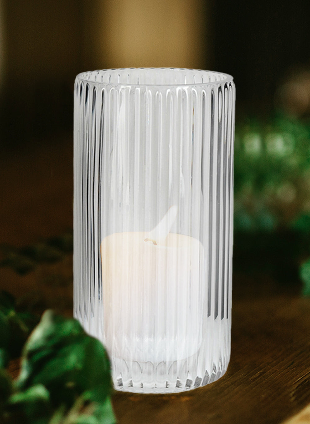 Clear Ribbed Vase, in 2 Sizes