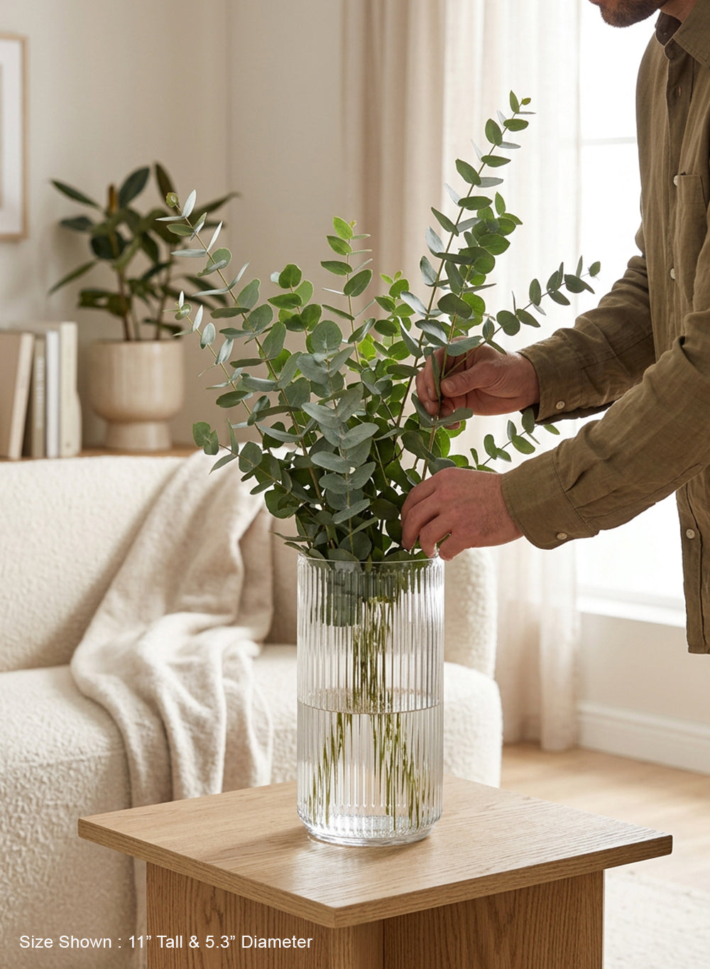 Clear Ribbed Vase Collection