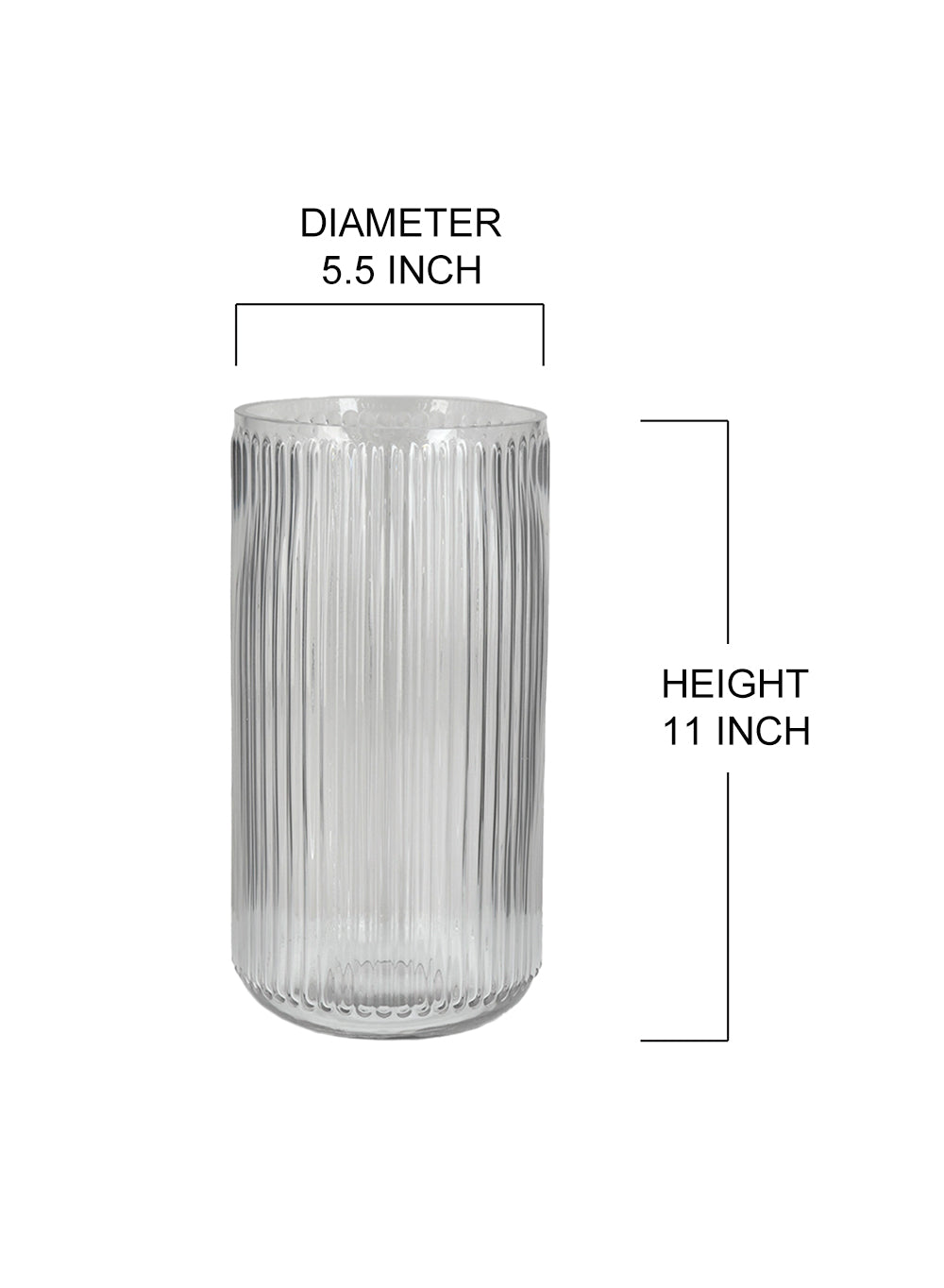 Clear Ribbed Vase, in 2 Sizes