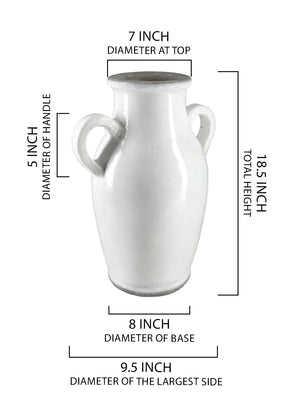 18.5" Sarona White Ceramic Jar Vase