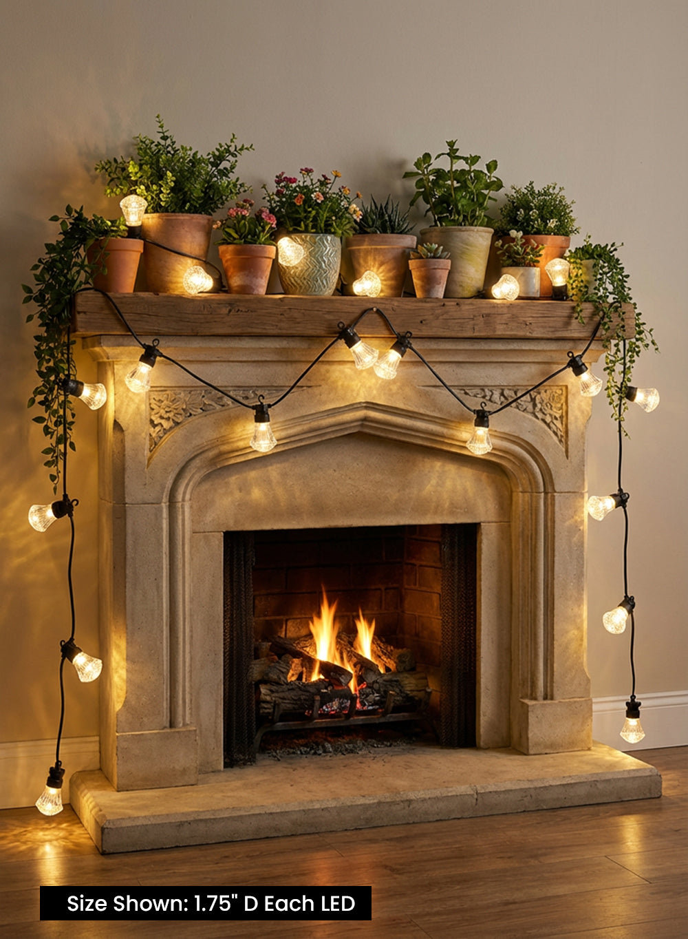 10 Warm LED String Lights, 123" Long