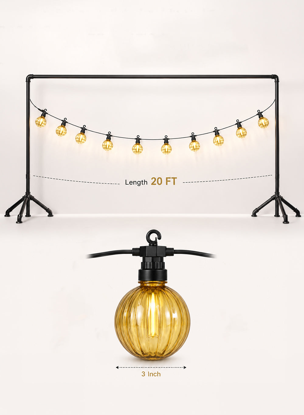 20ft LumaGlow Smoke Grey LED String Lights