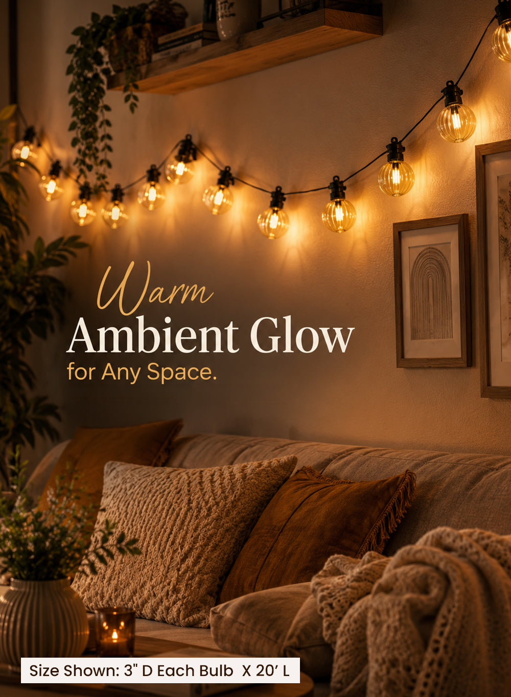 20ft LumaGlow Smoke Grey LED String Lights